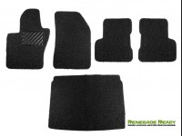 Jeep Renegade All Weather Floor Mats + Cargo Mat - Set of 5 - Rubber Woven Carpet - Black 