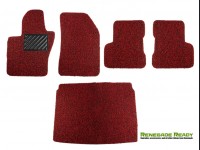 Jeep Renegade All Weather Floor Mats + Cargo Mat - Set of 5 - Rubber Woven Carpet - Red + Black 