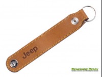 Jeep Keychain - Brown Leather Band w/ Embossed Jeep Logo