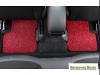 Jeep Renegade All Weather Floor Mats - Front + Rear - Rubber Woven Carpet - Red + Black 