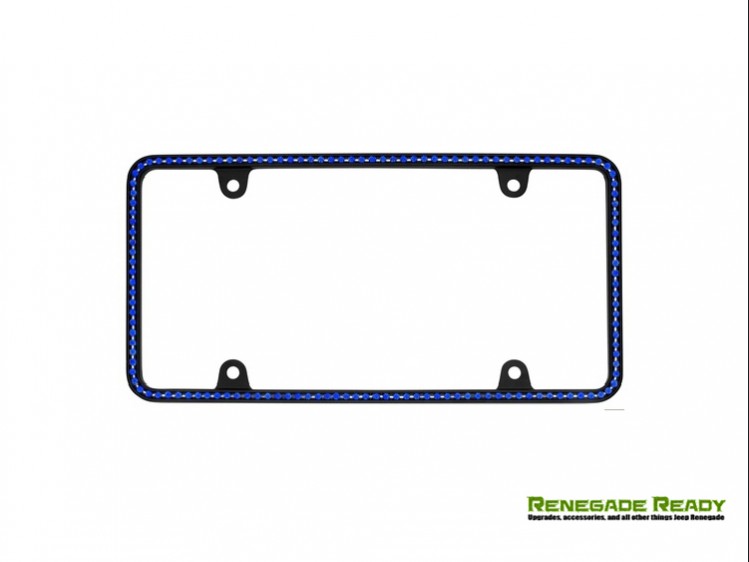 License Plate Frame - Black Frame w/ Blue Crystals