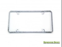 License Plate Frame - Chrome Frame w/ White Crystals